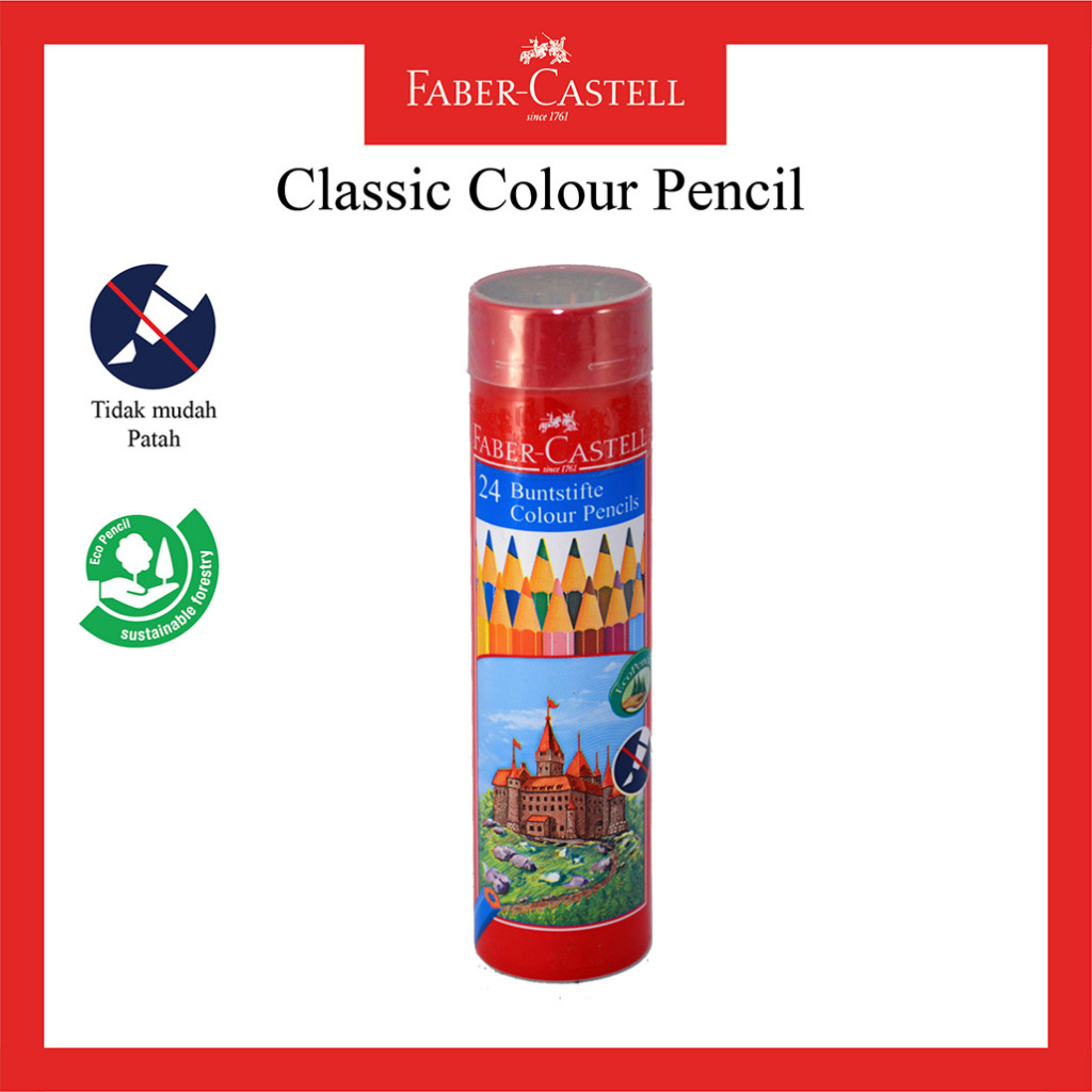 

Pensil Warna Faber Castell / Round Tin 24 Warna / Classic Colour Pencil / Ukuran Panjang