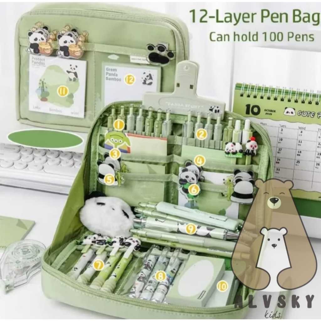 

ALVSKY SUPER LARGE CAPACITY PENCIL CASE KAWAII CANVAS PENCIL BOX POUCH ORGANIZER 8 LAYER / 12 LAYER