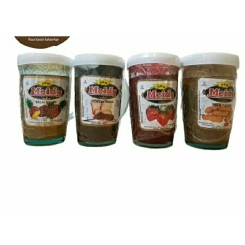 

Meidy Selai Gelas Paket 4 Rasa (Coklat, Nanas, Kacang, Stroberi) - 4 x 350g