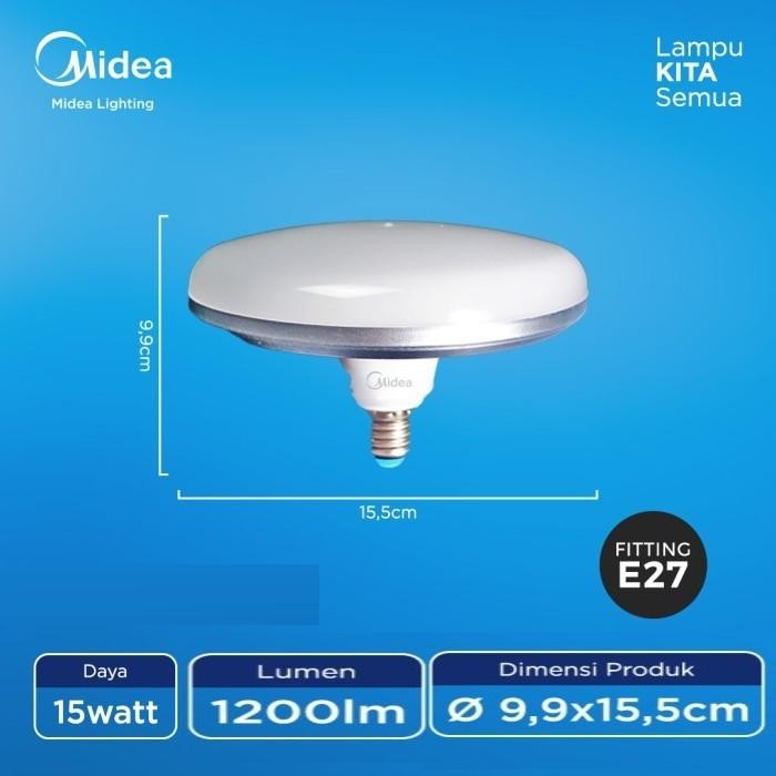 lampu led midea ufo putih 15watt 24 watt 30 watt - 15watt