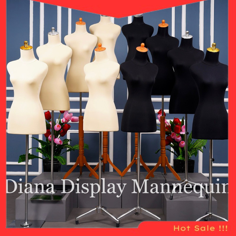 COD PATUNG MANEKIN DM BAJU WANITA DEWASA SETENGAH BADAN LAPIS BUSA TEBAL SET DENGAN KAKI KAYU KAKI B