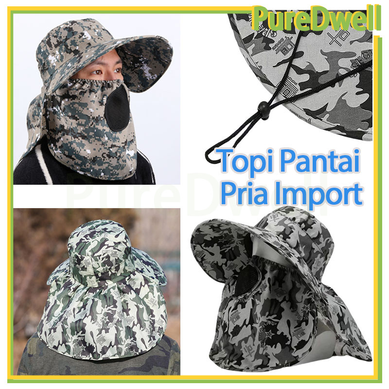 Topi Visor Cadar Pria Anti UV Lebar/Topi Pantai Pria Import/Topi Gunung Visor Lipat Anti UV Matahari