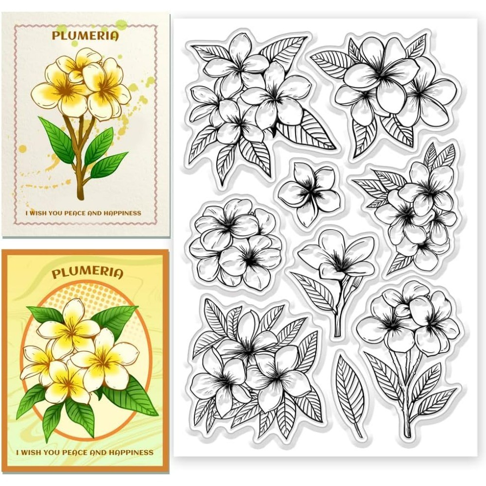 

1pc Plumeria Flower Clear Stamps Flower Transparent Stamps Plants Pattern Silicone Clear Stamp Seals for DIY Scrapbooking