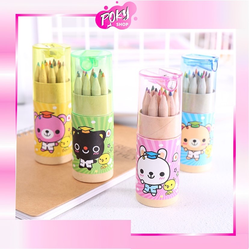 

POKY - S5735 Pensil Warna 12 IN 1 Free Serutan Pensil / Pensil Color / Pensil Warna Karakter Kemasan Tabung Murah Import / Pencils High Quality