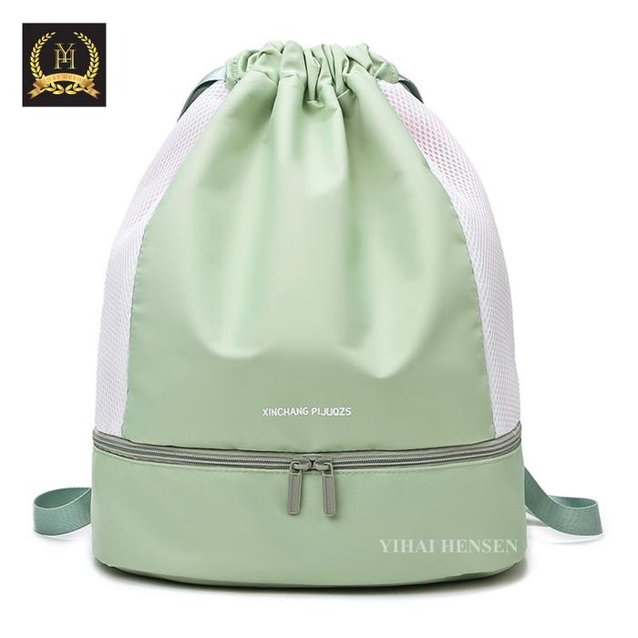 TAS TRAVEL RANSEL MODEL SERUT  ANTI AIR - TAS FITNESS PRIA DAN WANITA FASHION 3032 BISA COD - HIJAU 