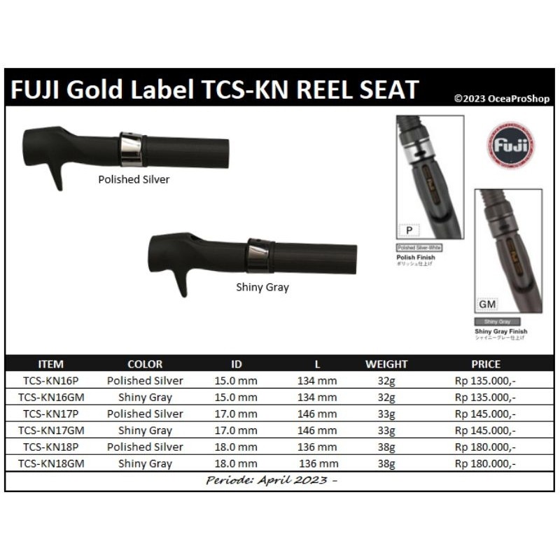 

Fuji Reelseat TCS KN Gold Label 16-18 Silver/Grey