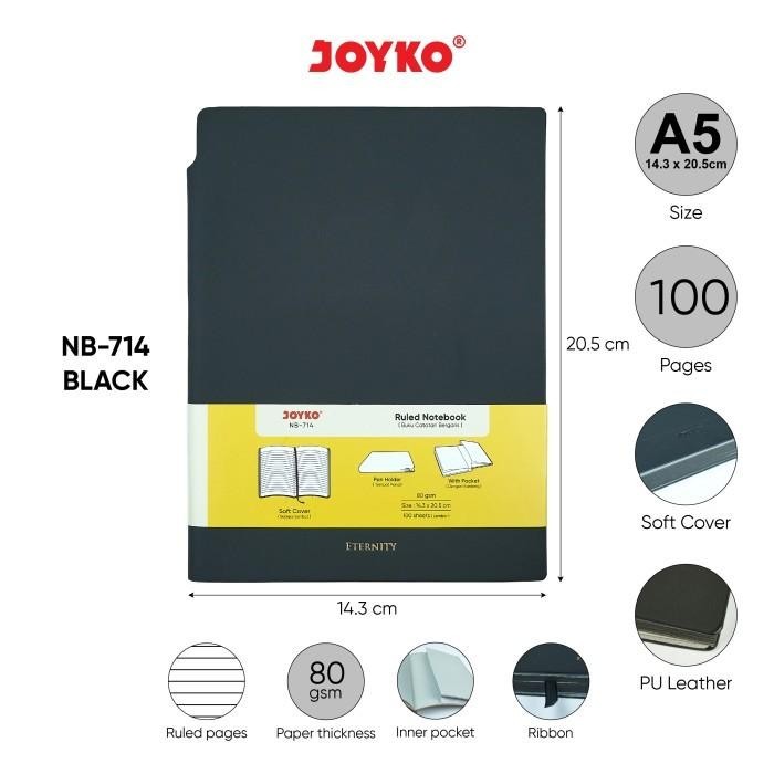 

SR Buku Tulis Catatan Bergaris Ruled Notebook Joyko NB-714 - Black