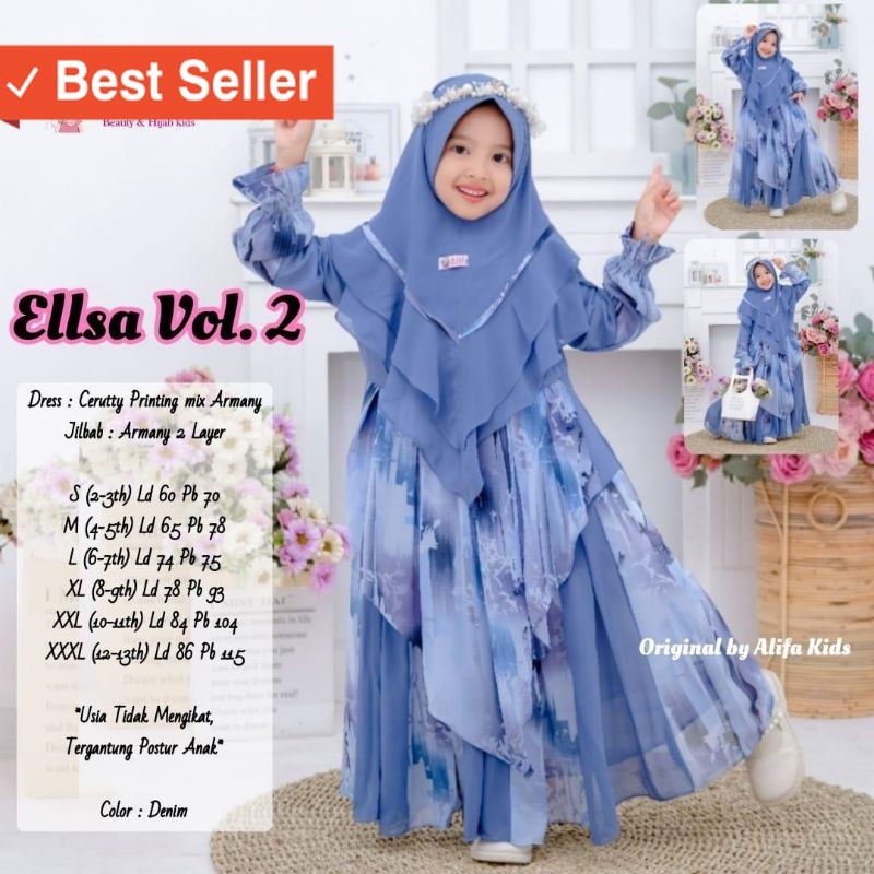 Style Kekinian Murah FAshion Lebaran idul fitri kekinian / ELLSA DAVINA KIDS BY ALIFA / GAMIS SYARI 