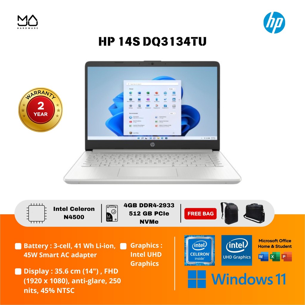 Laptop HP 14S DQ3134TU Intel Celeron N4500 4GB SSD 512GB