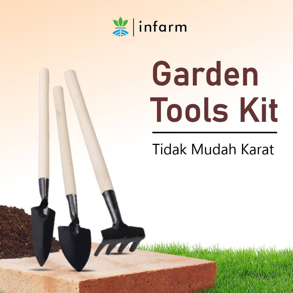 INFARM - Set Garden Tools 3Pcs Alat Kebun Sekop Garpu Tanah untuk Taman Alat Kebun Sekop Garpu Tanah