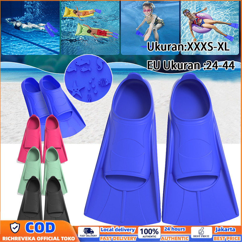 Solid Silicone Fin Kaki Katak Silicone Fin Renang Diving DEWASA Anak XXS-XL
