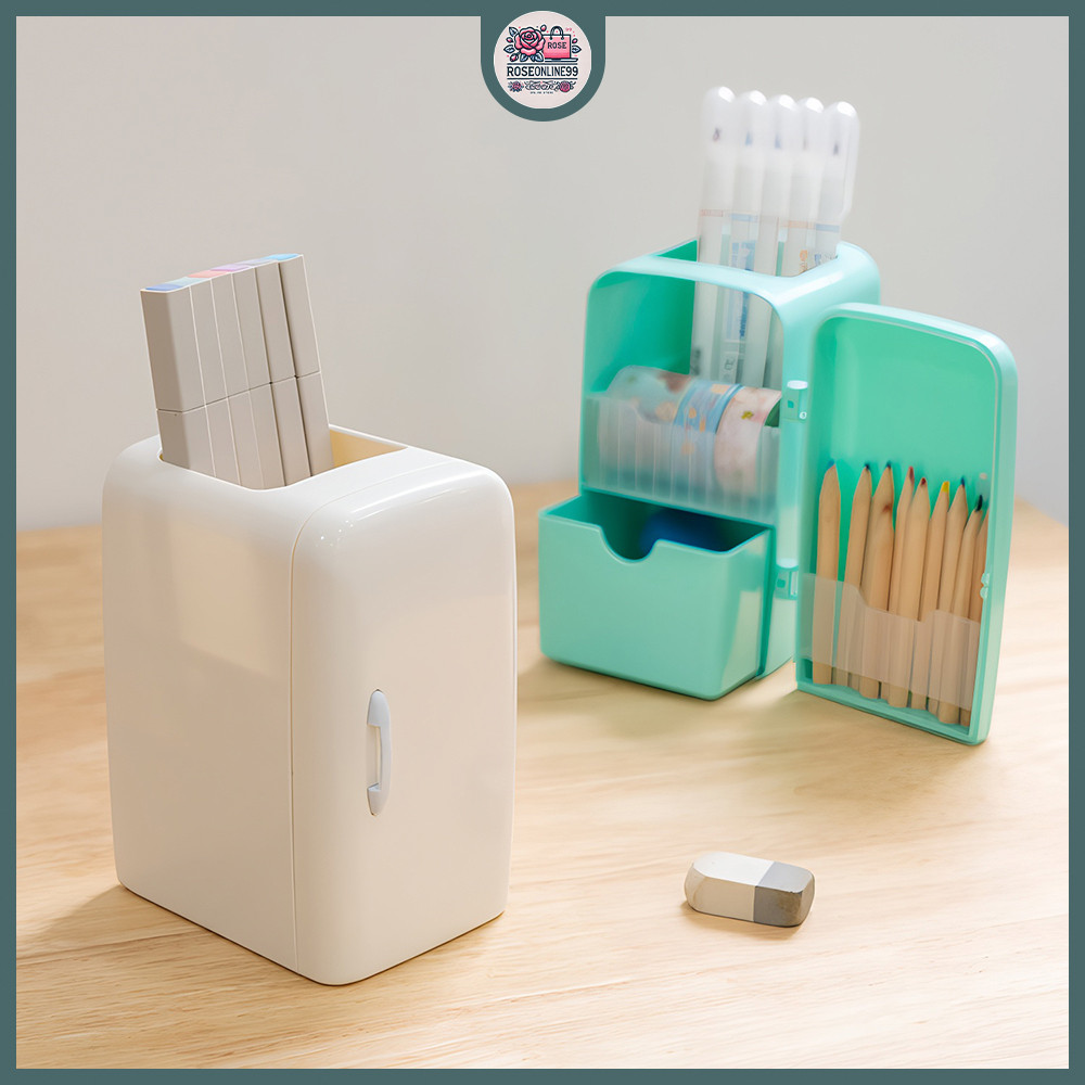 

RO Organizer Stationery Desktop Storage Bentuk Kulkas Tempat Pensil