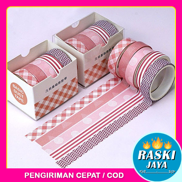 

Roll Masking Tape Set 5 Pcs / Essential Collection Basic Pattern Isi 5 / Selotip Motif Bahan Kertas Washi Warna Warni / Tape DIY Scrapbook Journal Kotak Box Aeshtetic / TV-89