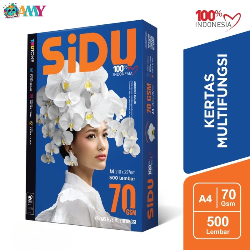 

KERTAS HVS SIDU 70 GRAM A4 / SIDU Kertas Fotocopy 70 GMS A4 Anti Macet 1 RIM Amy Stasionary