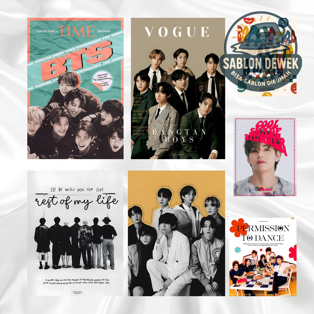 SABLON SETRIKA DTF PRINTING SATUAN UKURAN A5 TEMA BTS POPTEEN