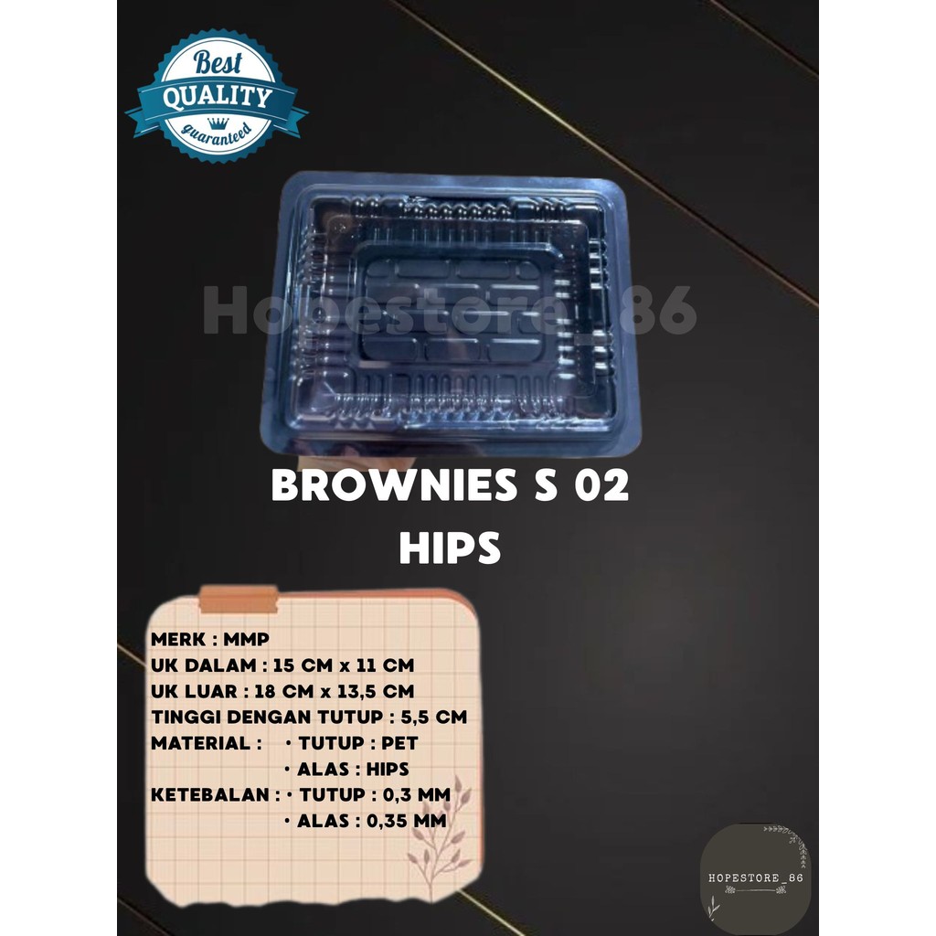 [50 pcs] mika brownies S + tutup / Brownies S ada bibir /Tray Brownies Tebal & Tahan Panas / Mika Br