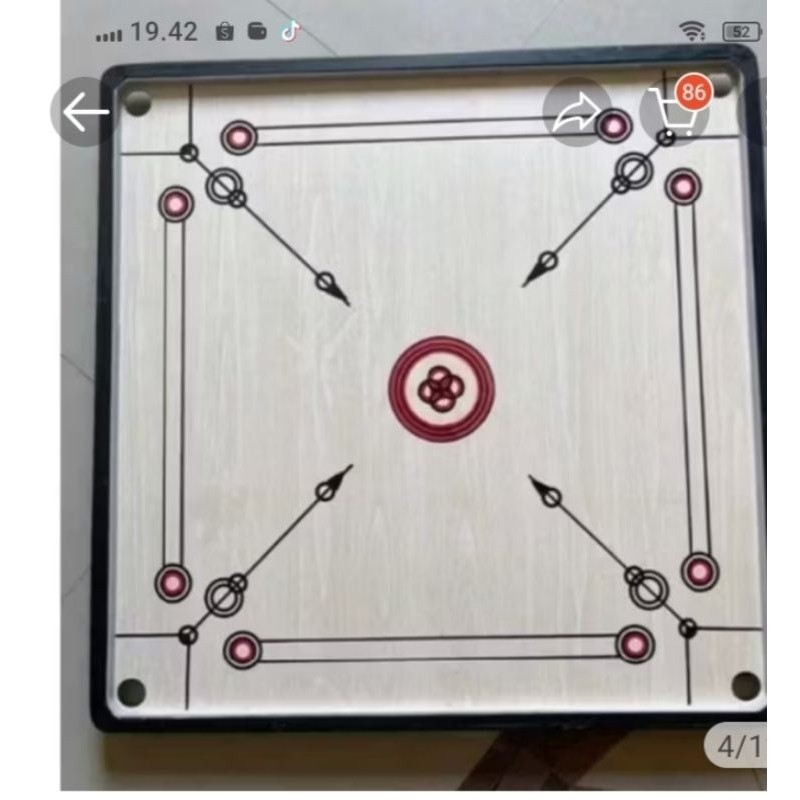 AUPSHOP Papan Karambol Besar Ukuran 100x100cm Bonus Coin+Cristal