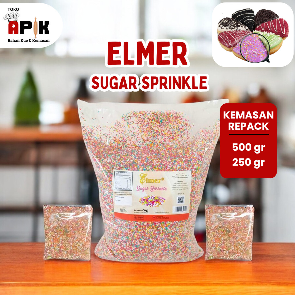 

ELMER SPRINKLE BULAT / 100gr 250gr 500gr / Sprikle Warna Warni / Sugar Springkel / Triming