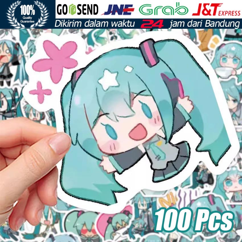

100PCS Stiker Anime Hatsune Miku / Stiker Vinyl Tahan Air untuk Dekorasi Laptop, Helm, HP & Buku Diary