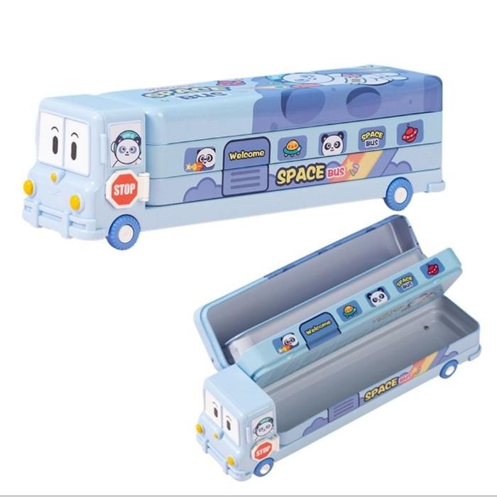 

[New Arrival] Tempat Pensil Bus Kaleng 2 Susun Magic Bus Space Bus Stationery - Space Bus