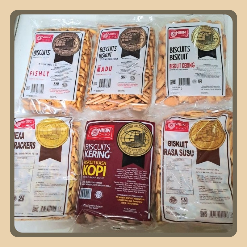 

Kue Kering Nissin Aneka Rasa 300 gr (Hexa,Stik madu,Texa,Biskuit kopi,biskuit kering,fishly, frychip)