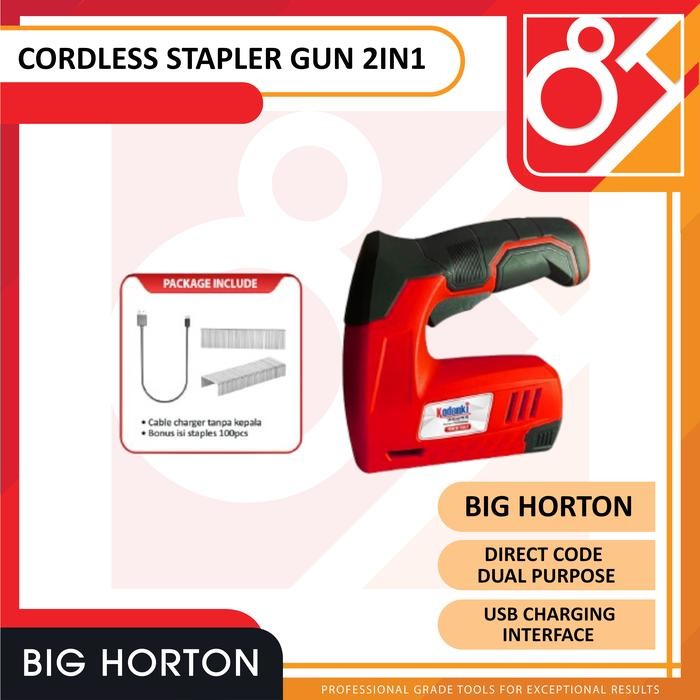 

KODENKI Mesin Staples Paku Tembak Baterai Cordless Stapler Gun 2 In 1 Alat Staples Tembak Sofa Jok Furniture