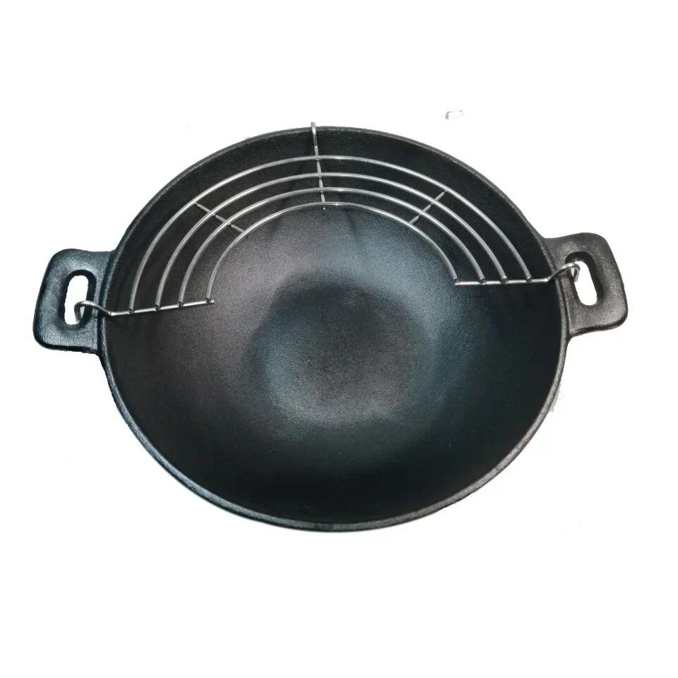 Lodge-Cast Iron Seasoned Wok 14 " Made in USA High-Quality Cookware for Stir Fry and Cooking New