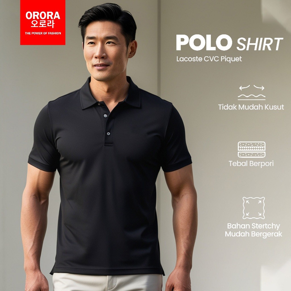 GADINGKU_  ORORA Kaos Kerah Pria - Kaos Kerah Pria Premium - Baju Kerah Pria - Hitam