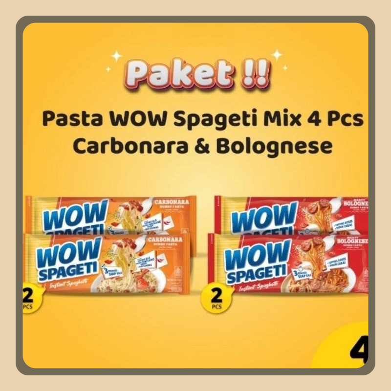 

Paket Wow Spageti Mix 4pcs Carbonara Bolognese