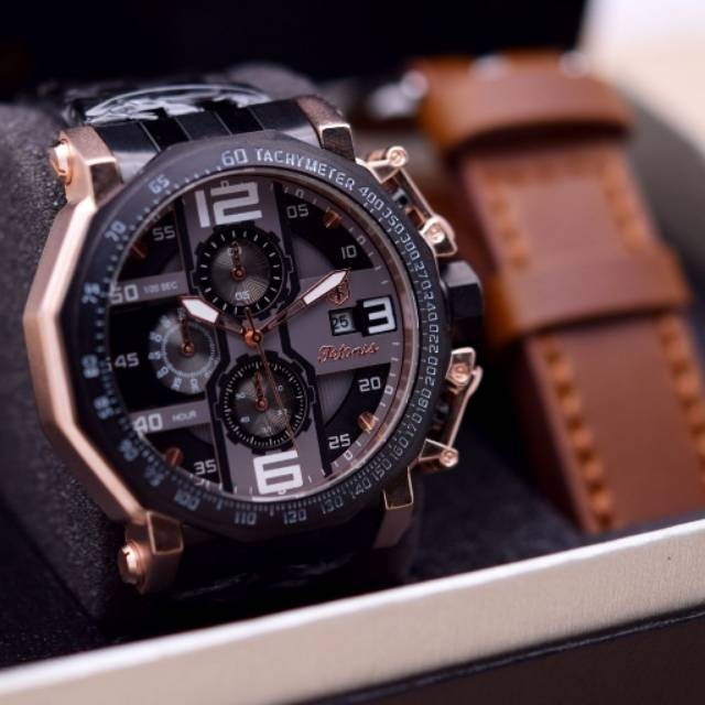 Jam Tangan Pria Tetonis Rantai 6012 Original Bonus Kulit
