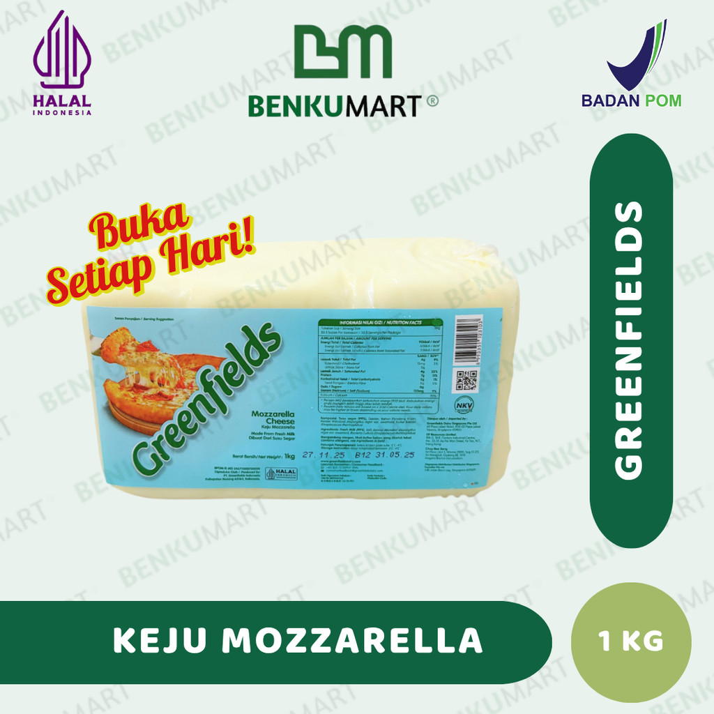 

RB Keju Mozarella Greenfields 1 Kg Mozzarella Cheese Greenfields