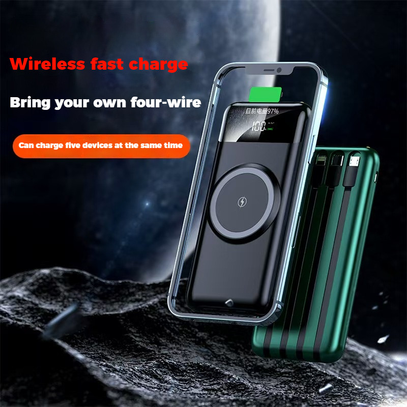 BestPromo Powrise Wireless Wireless Powerbank 20000Mah Powerbank Wireless Dengan Kabel Power Bank