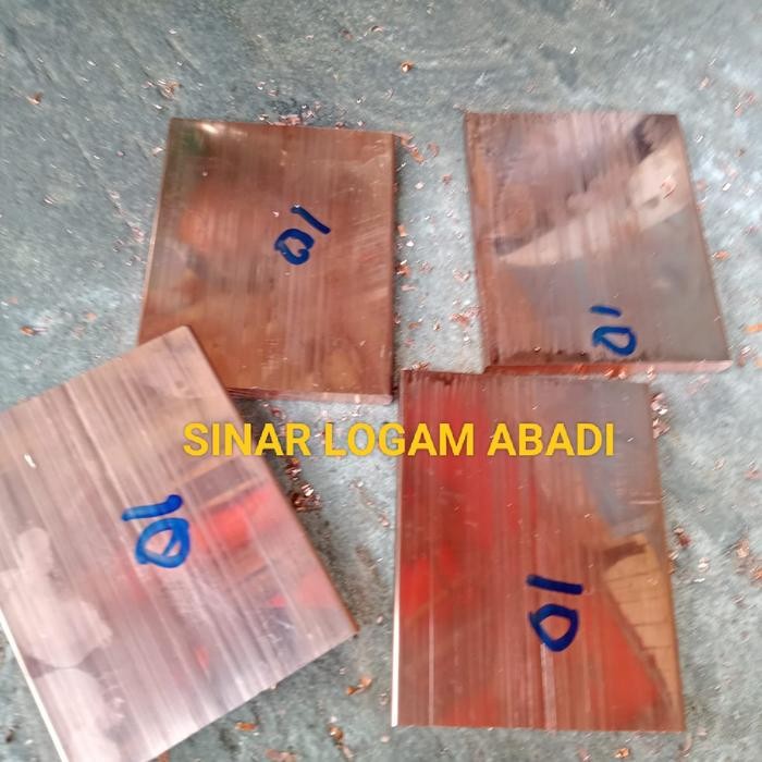 Plat Tembaga Busbar import Ukuran Tebal 10mm x 80mn x 130mm
