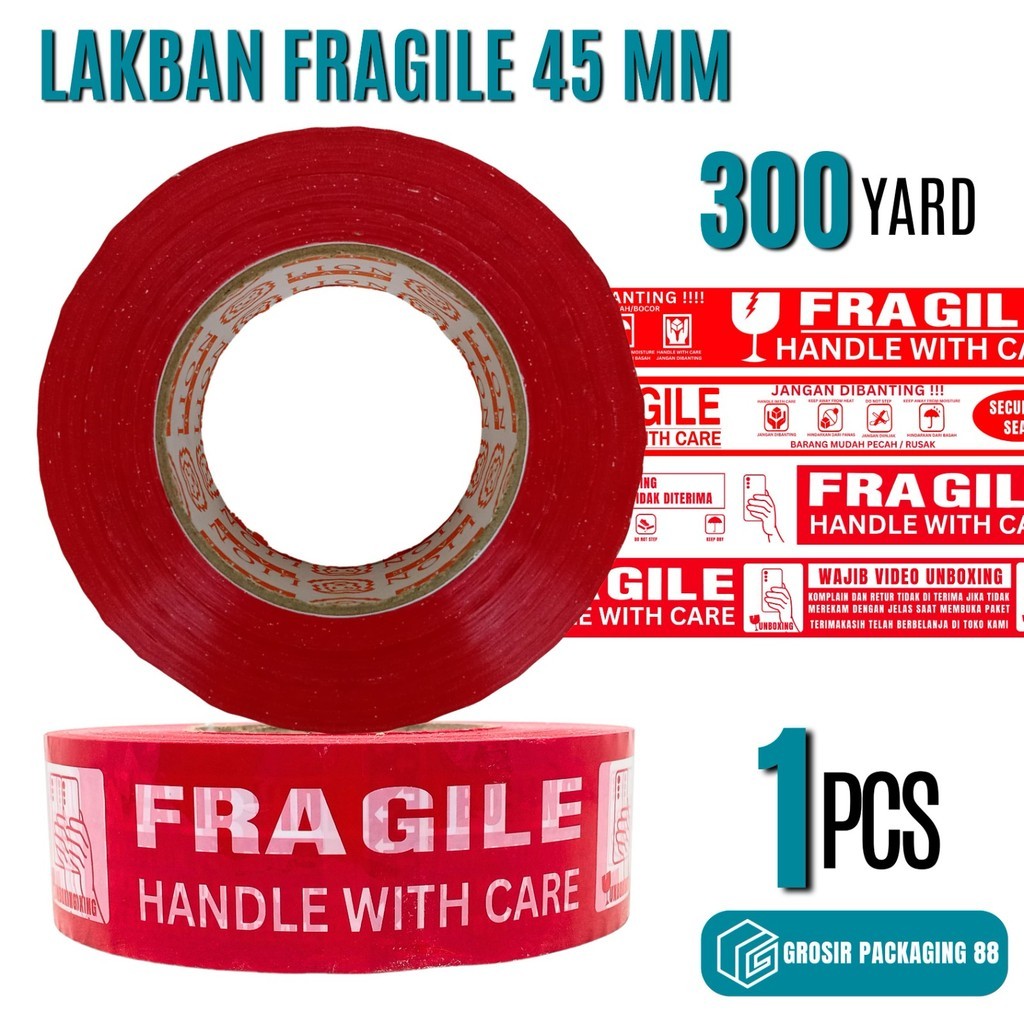 

Lakban Fragile Merah 2 Inch 300 Yard Jangan Dibanting 48 45 Mm 2" 300Y Handle With Care
