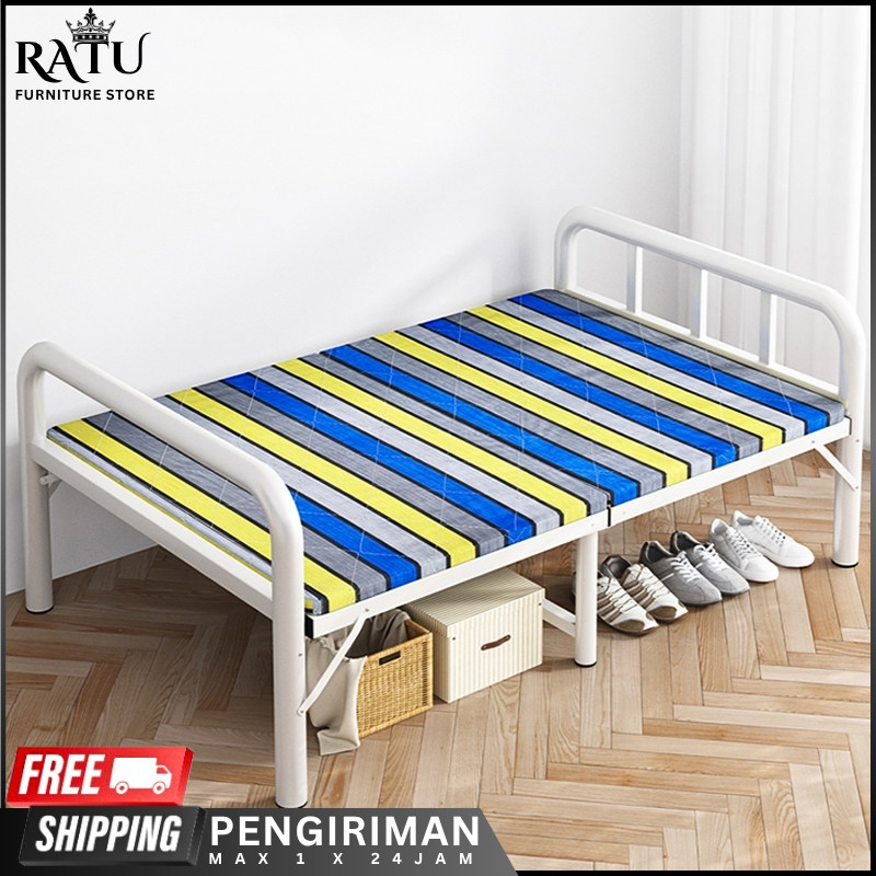 ZDC-1 Ranjang Dipan Kasur Besi Lipat Portable Bed Single Ukuran 75Cm dan 100Cm Ratu Furniture Store