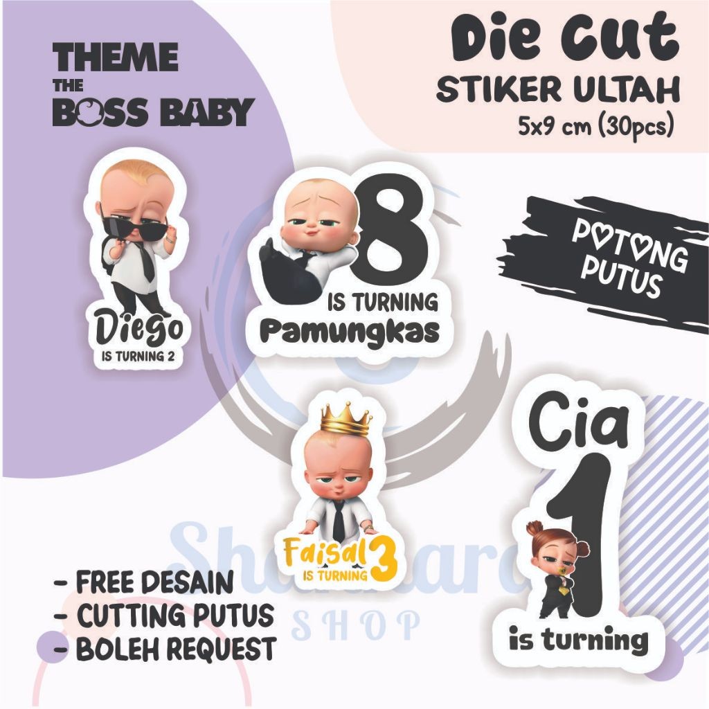 

( 30 PCS ) Stiker Ulang Tahun Anak THEME THE BOSS BABY / Stiker Ulang Tahun DIE CUT / Stiker Ulang Tahun Custom / Stiker Ultah Waterproff / Stiker Efek Hologram