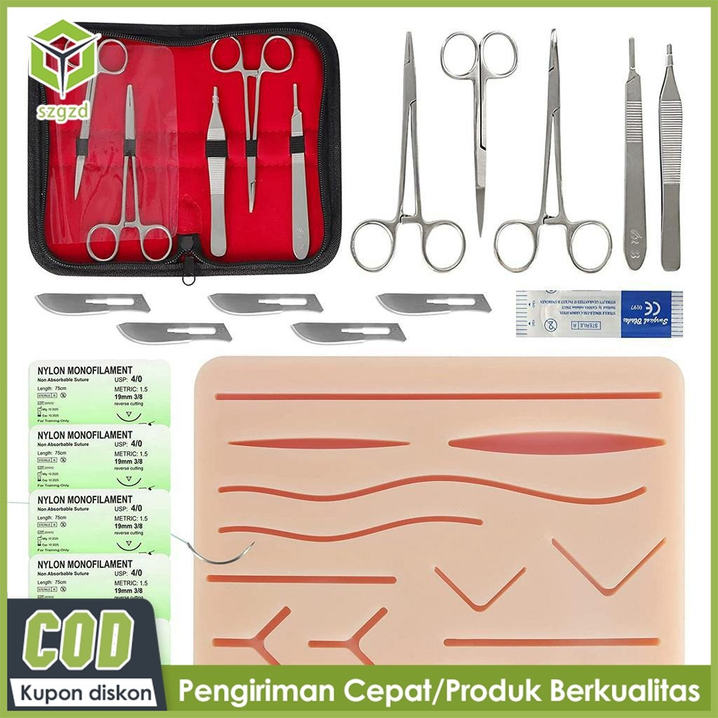 【READY】Alat Hecting Set Model Kulit Silikon Pad Sutura Latih Jahit Luka Medis Wound Suture Hecting M