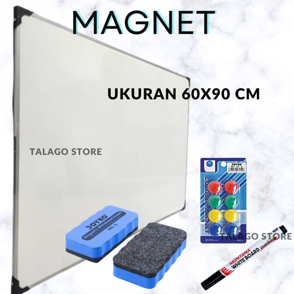 

Papan Tulis / Whiteboard Magnet 40 x 60 / Whiteboard free spidol+ penghapus dan pin magnet