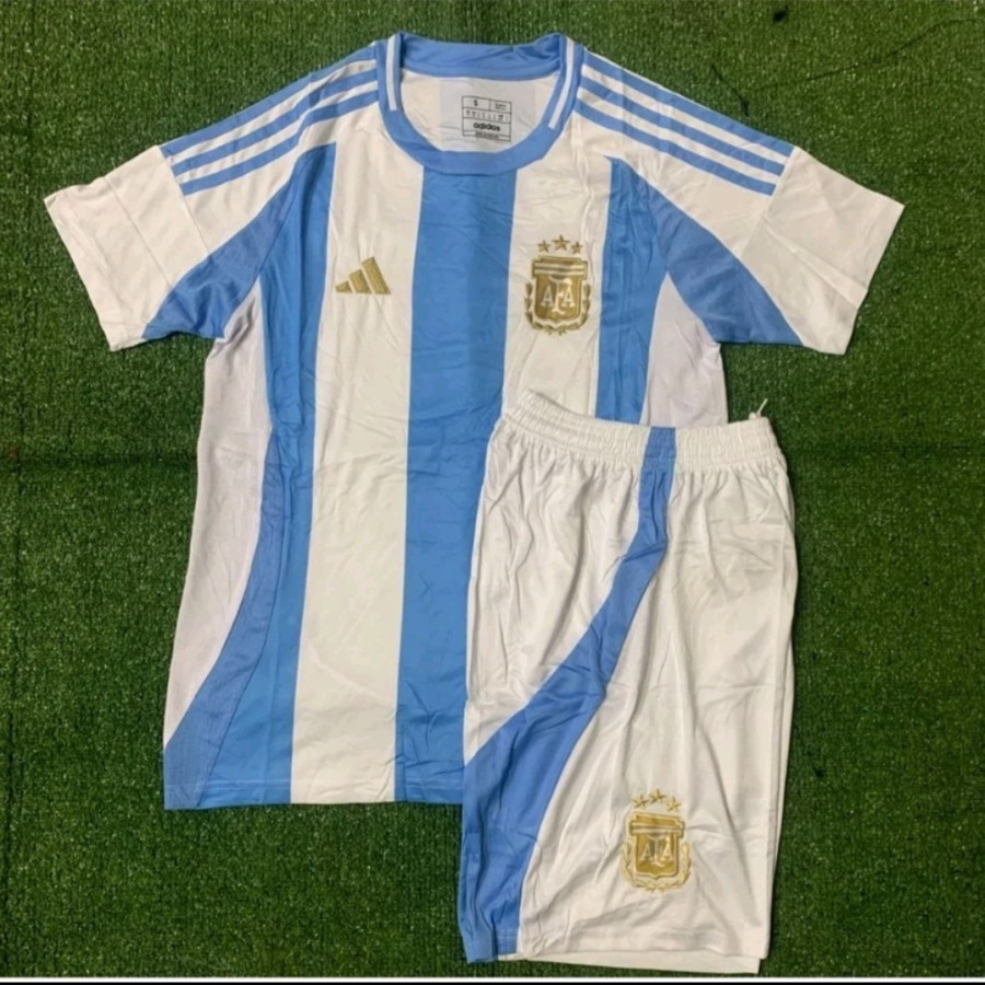 SETELAN JERSEY BAJU BOLA ARGENTINA HOME COPA AMERICA 2024 DEWASA GRADE ORI