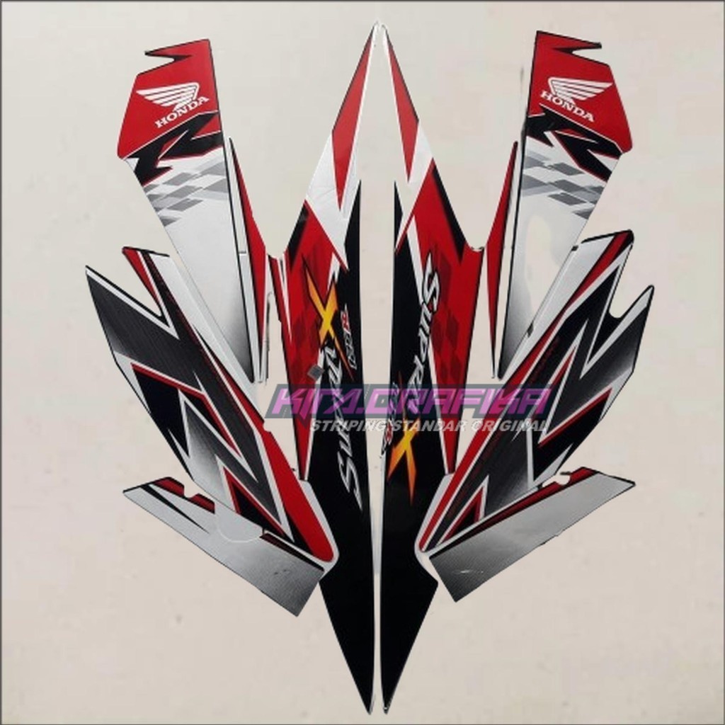 STRIPING SUPRA X 125 R 2010 HITAM PUTIH MERAH, striping honda supra x 125 2010
