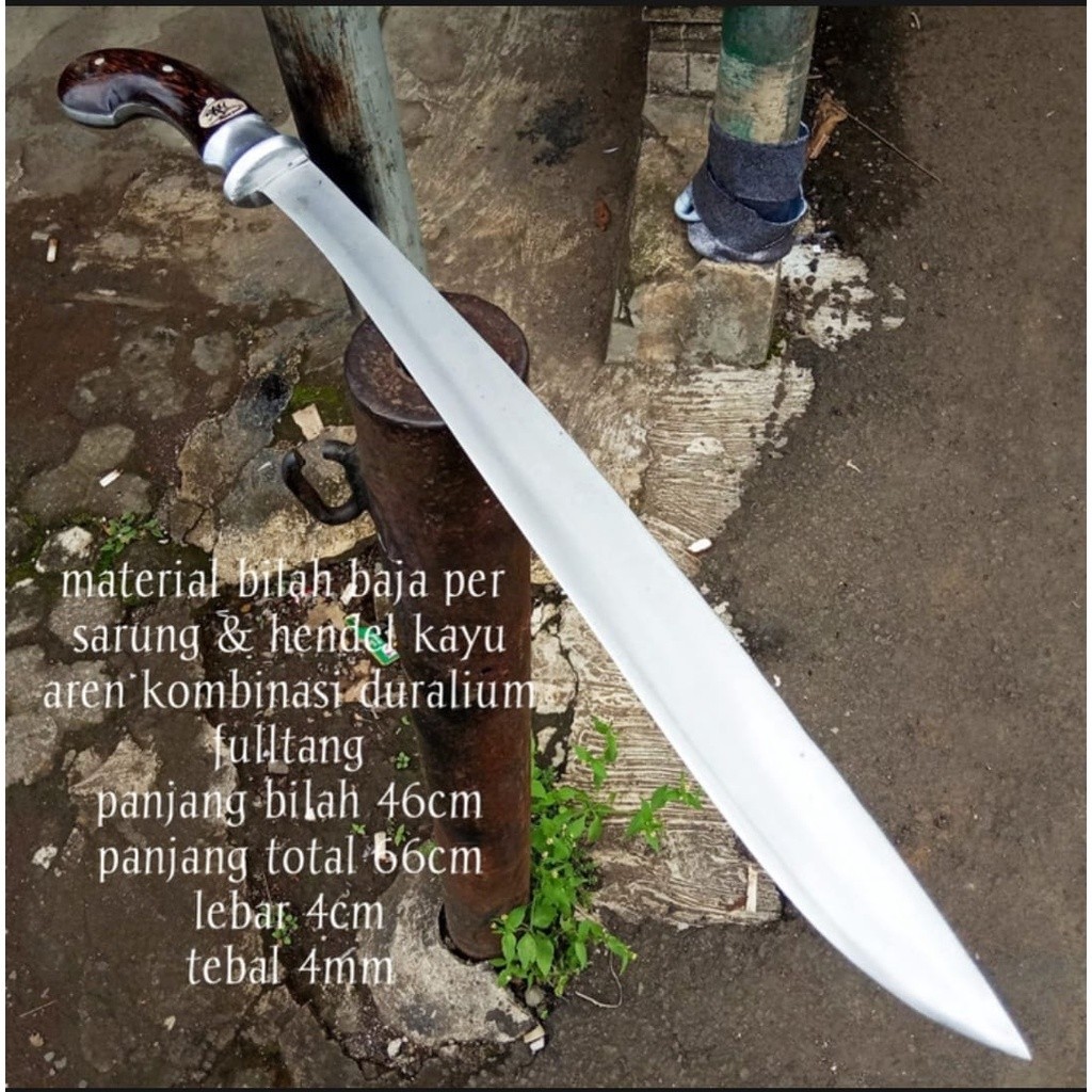 (markas) TERLARIS Golok baja putih asli dural aren ukuran panjang (knive)