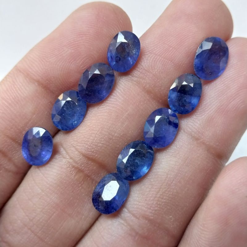 BATU NATURAL BLUE SAFIR CATING OVAL ASLI ORIGINAL BATU 100% ALAM