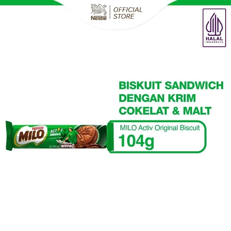 

MILO biscuit sandwich Activ milk /chocolate malt cookies 104 gram - ARM