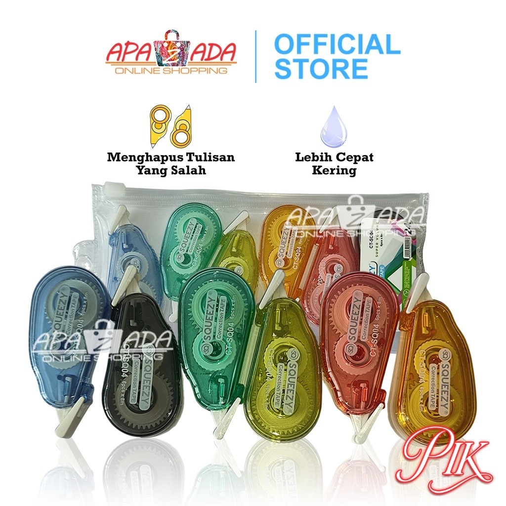 

Apazada Correction Tape 24m Isi 6 / Cortape / Corection Tape Tipex / Tipex Roll / Correction Tape / Tip-Ex Kertas / Tipe-X CT-SQ04