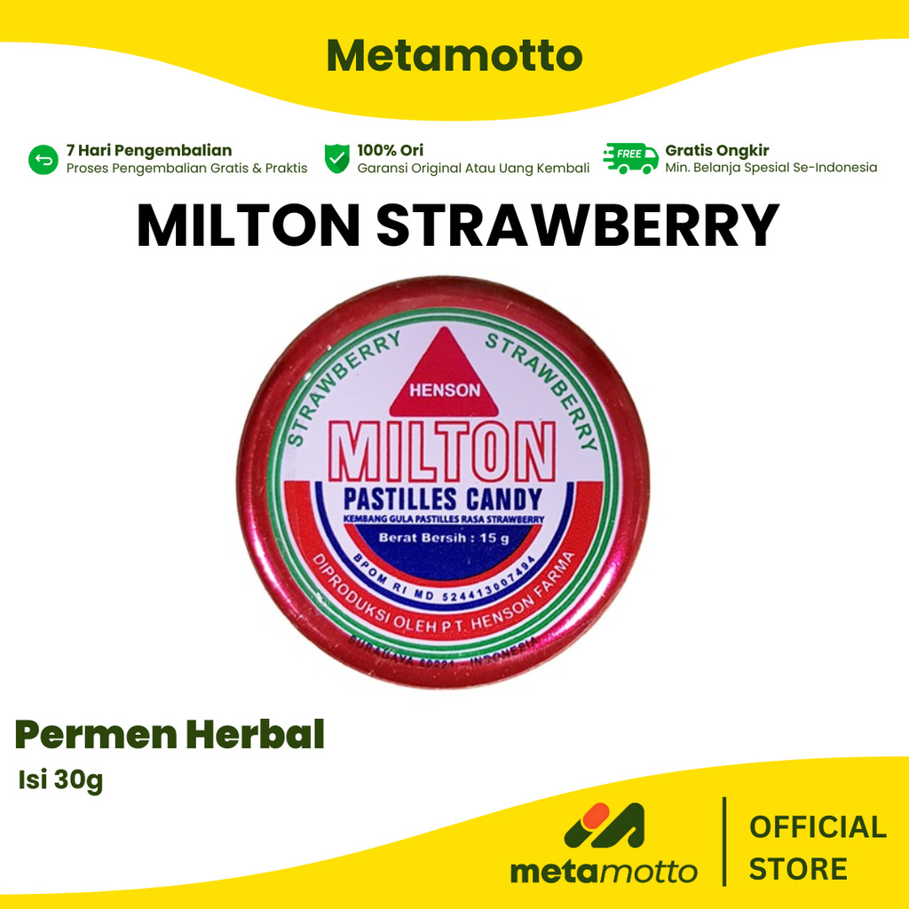 

Milton Pastilles Rasa Strawberry 1 Kaleng 30gr - Metamotto