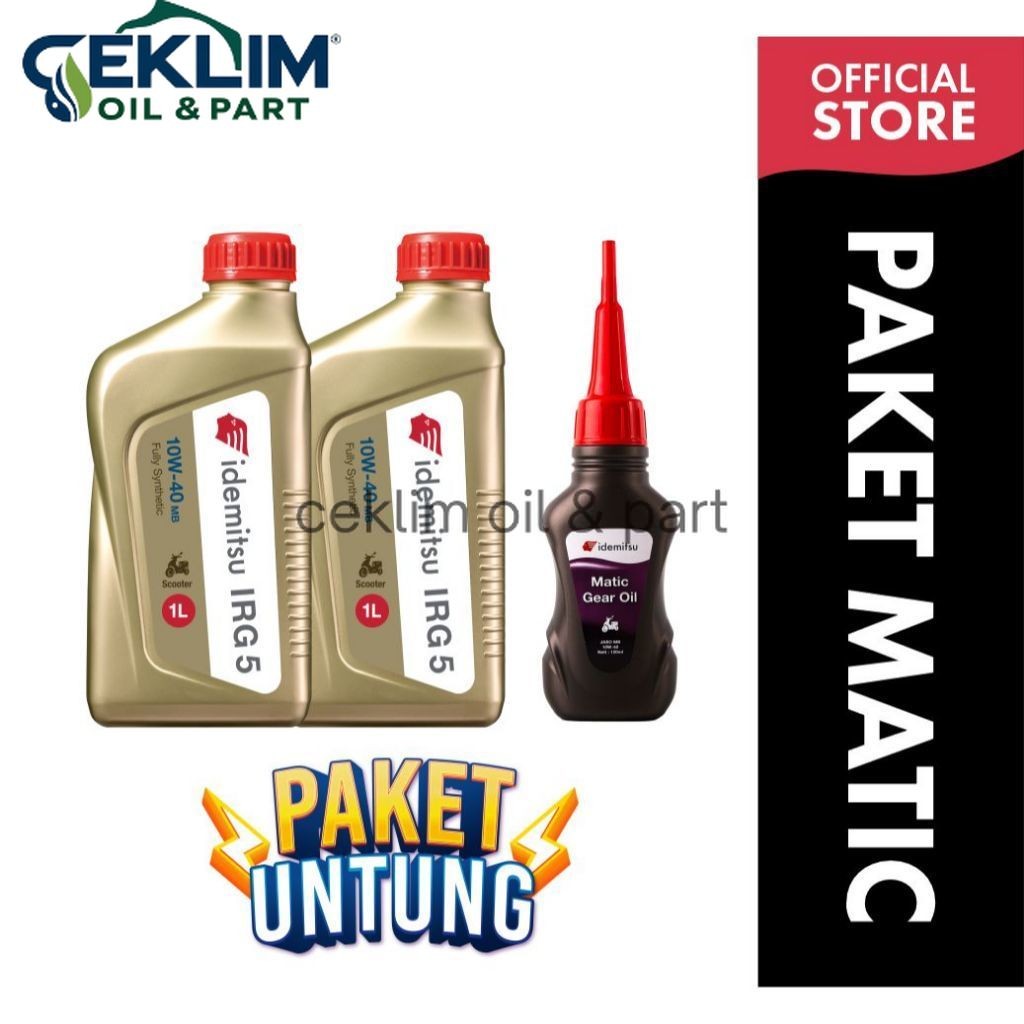 PAKET OLI IDEMITSU IRG5 10W-40 MB (1L) 2 BOTOL + IDEMITSU Matic Gear