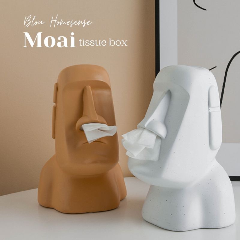 Blou Moai Kepala Batu Tissue Box Kotak Tissue Unik insp Moai StatueCO