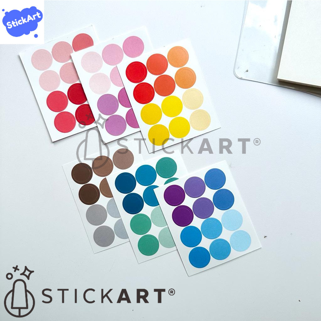

[STICKART] Dot sticker 1,5cm/ stiker bulat/ stiker circle/ stiker dekorasi jurnal BAHAN DAN KWALITAS PREMIUM