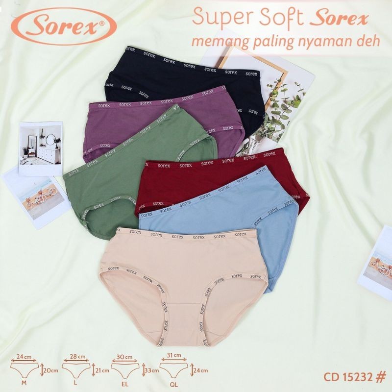 ( 3 Pcs ) CD SOREX 15232 Midi, CD Sorex Wanita, CD Remaja Super Soft, Celana Dalam Wanita