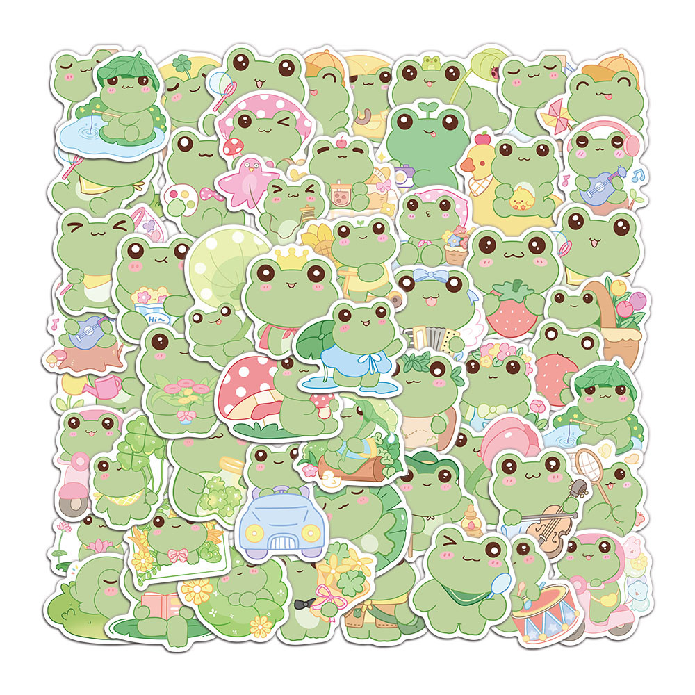 

50PCS Small Size Cute Vitality Frog Reward Stickers for Elementary School Students Creative Cute Decorative Stickers